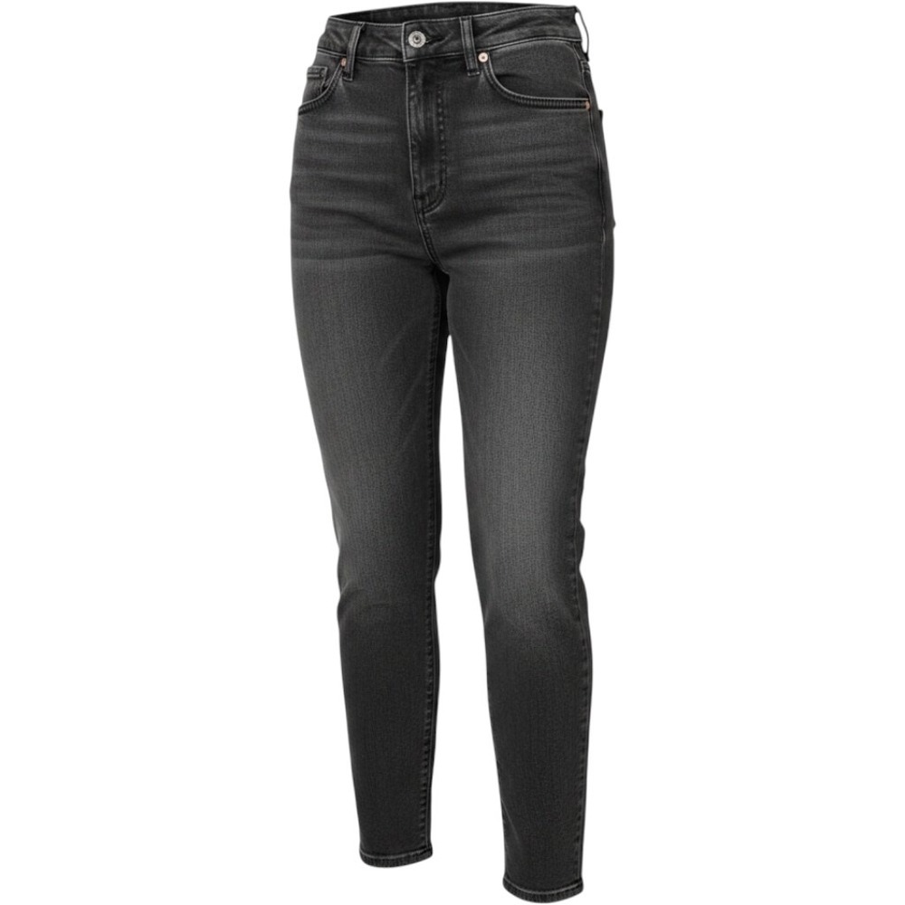 Topshop Mom Jeans Washed Black High Waisted Tapered Leg Denim W28 L34